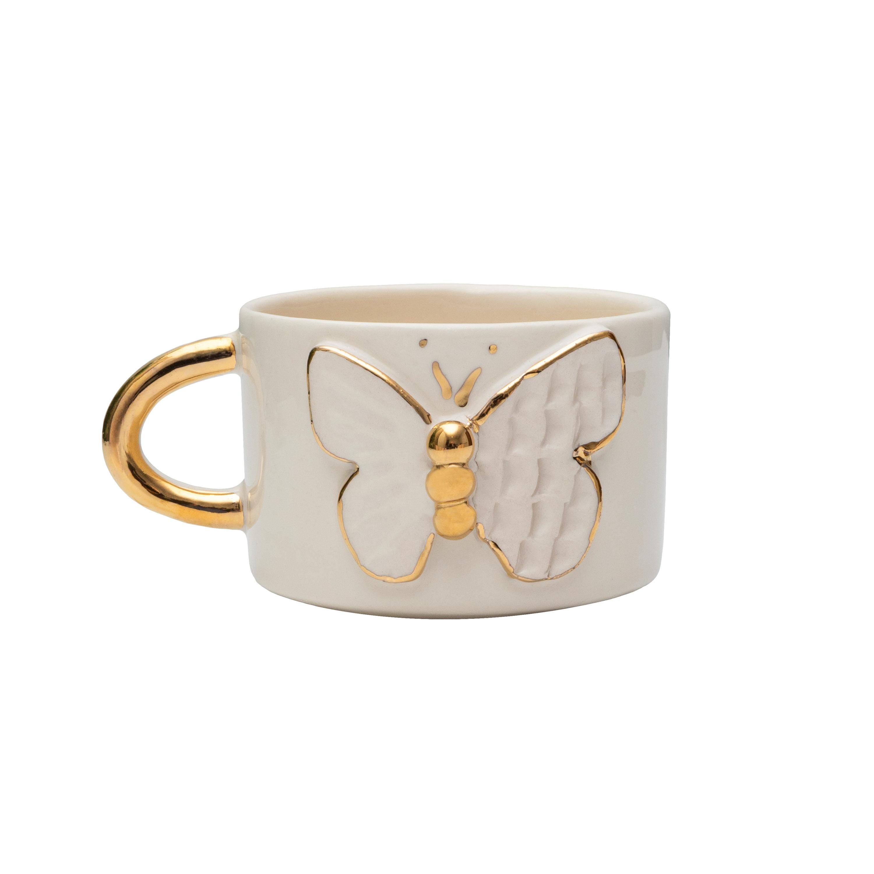 Elegant Butterfly Relief Ceramic Mug